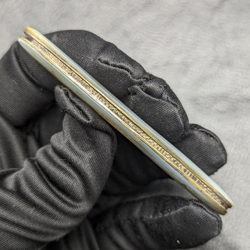 1921 British Antique White Pearl Shell Engraving Handle Pure Silver Blade Folding Pen Knife